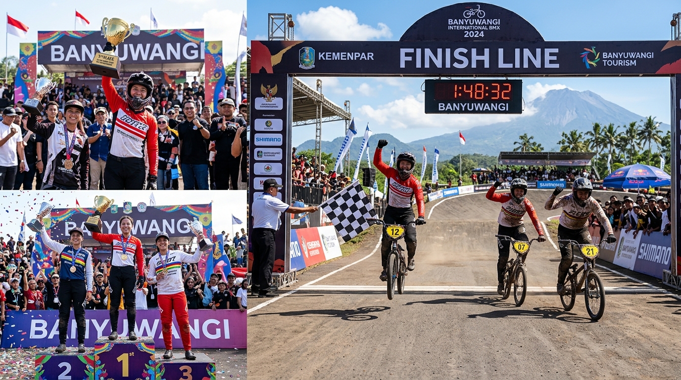 Sengit di Lintasan Internasional, Pebalap Thailand dan Indonesia Kuasai Podium Banyuwangi BMX Supercross 2026