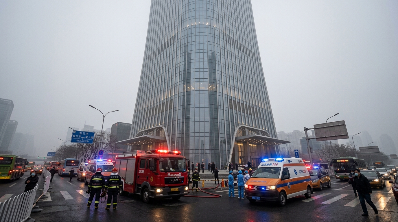Pesawat Ringan Tabrak Gedung Pencakar Langit CITIC Tower di Beijing, Satu Tewas dan Belasan Luka-Luka