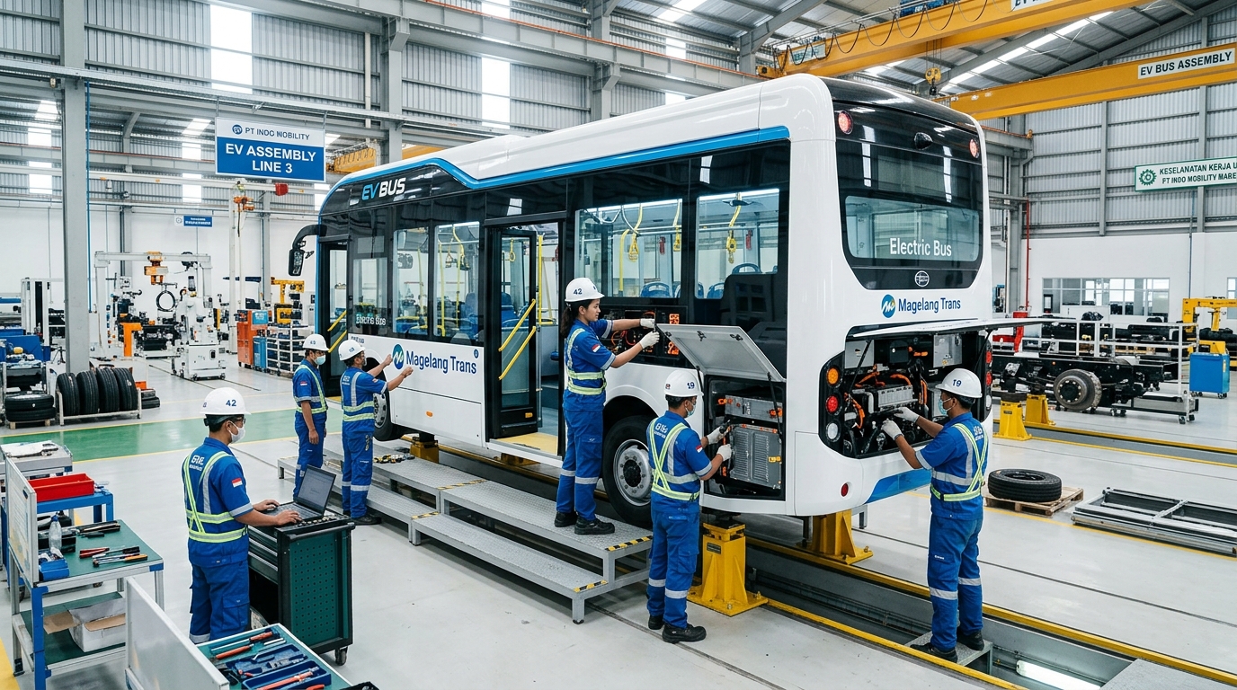 Fasilitas Perakitan Bus Listrik VKTR Magelang Resmi Beroperasi, Dorong Kemandirian Otomotif Nasional